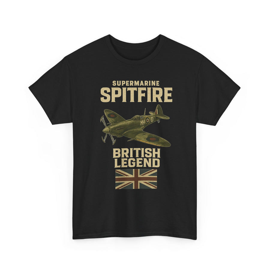 Spitfire design on a black T-shirt