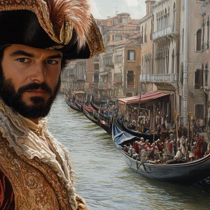 an illustration of a merchant trader in Venice