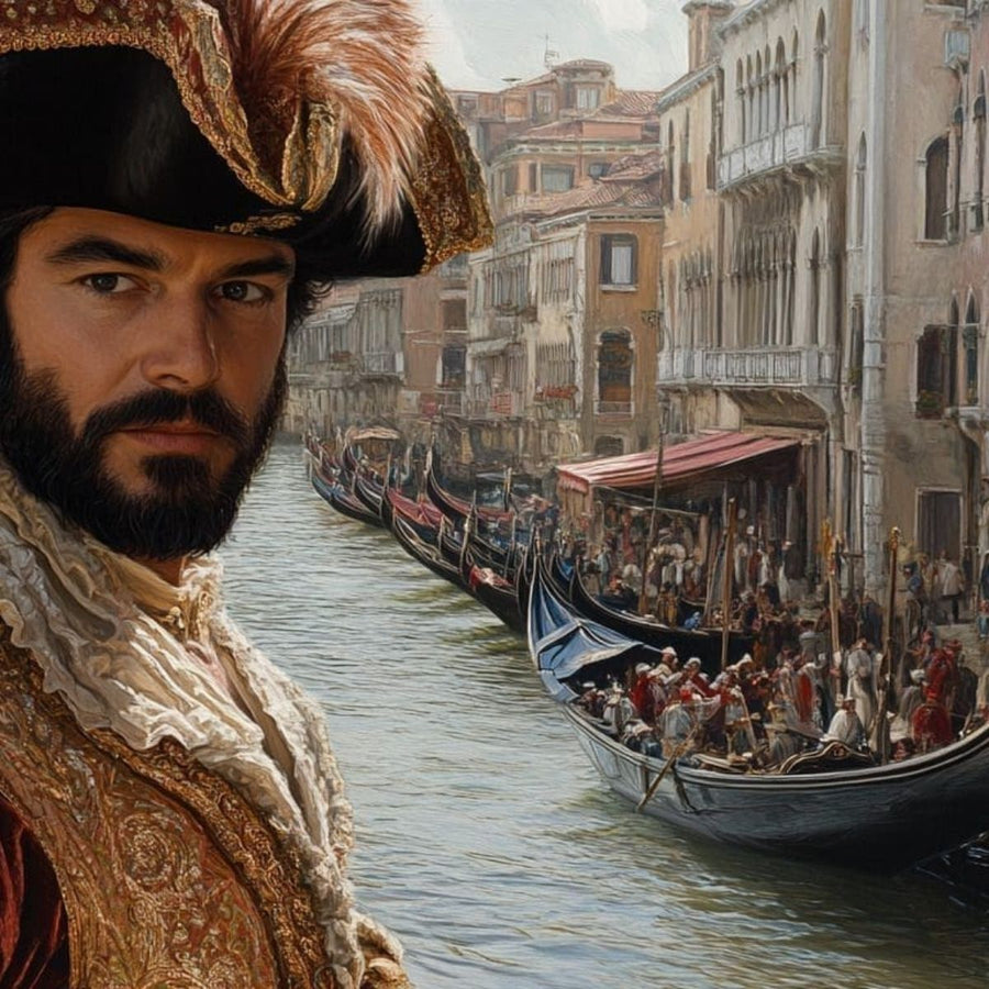 an illustration of a merchant trader in Venice