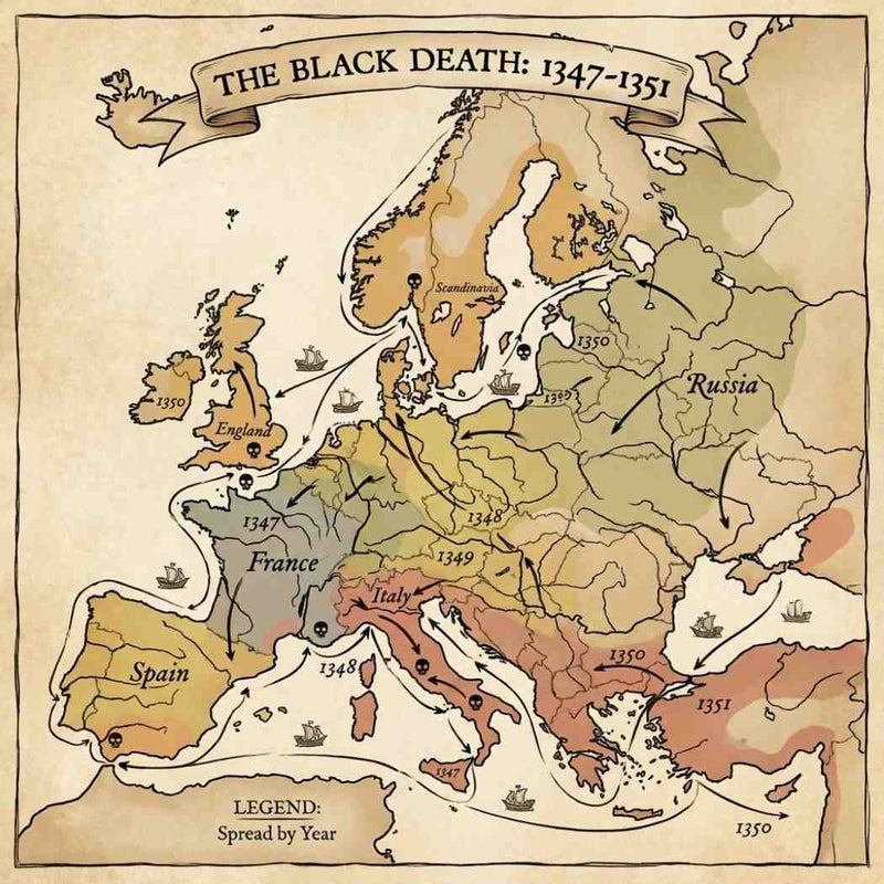 Black Death surprising facts map showing spread: Revealing lesser-known truths about plague transmission, mortality rates, and medieval responses