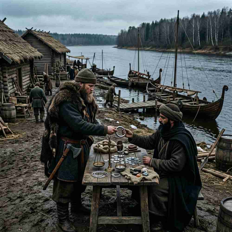 Permian silver rings Viking trade routes Norse merchants: Precious metal currency used by Viking traders on Eastern European and Russian trade routes