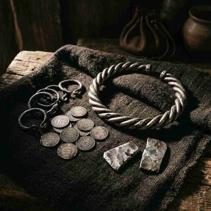 Gotland silver torsade Viking neck ring elite warrior: Intricate multi-wire twisted neck rings symbol of high status and wealth in Viking society