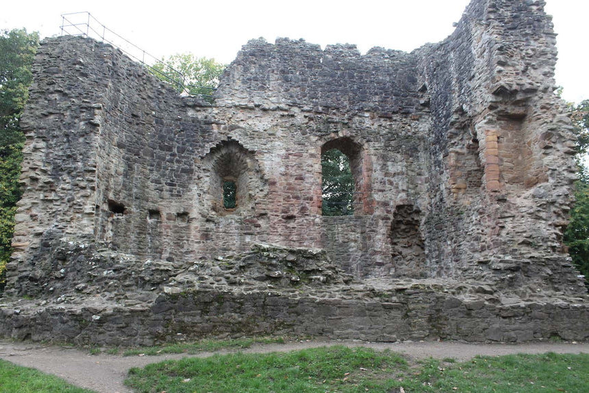 The flat side of the Welsh Tower at Ewloe Castle with its round-arched windows, October 2026