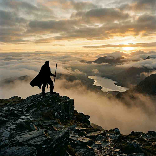 King Arthur legend Celtic warrior silhouette medieval sword: Exploring Welsh mythology roots of Arthurian legend and Celtic kingship traditions
