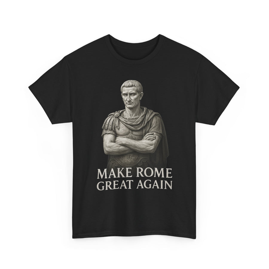 Make Rome Great Again design on a black T-shirt