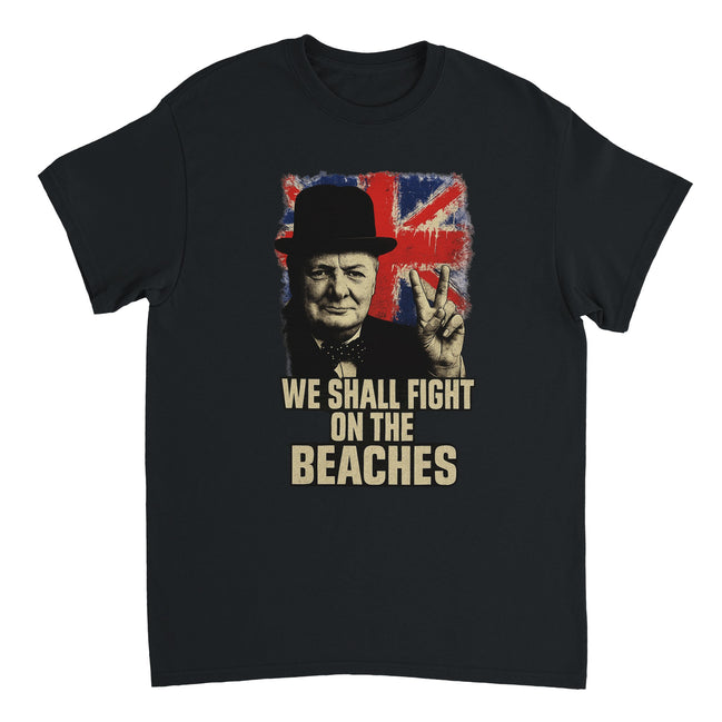 Winston Churchill T-Shirt – We Shall Fight on the Beaches Print Material