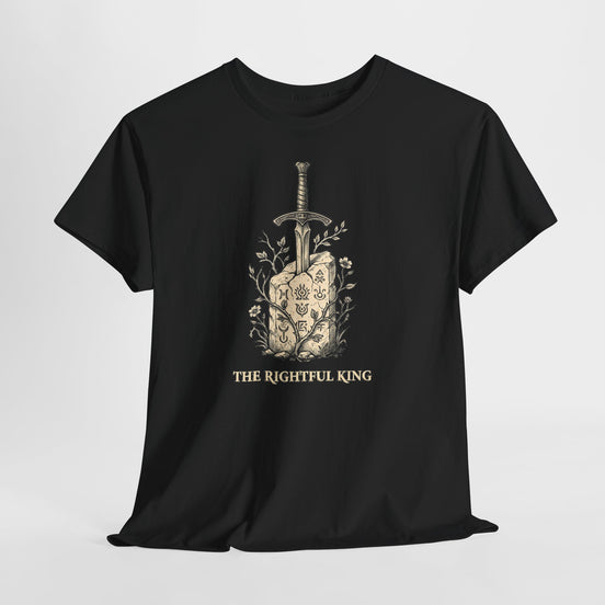 The Rightful King design on a black T-shirt