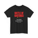Battle of Hastings one-star review black t-shirt with satirical Harold 1066 design
