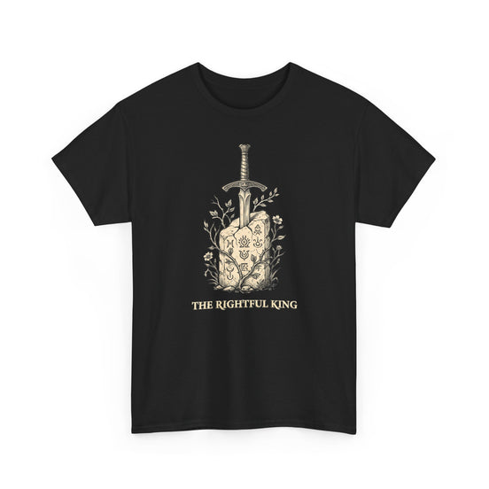 The Rightful King design on a black T-shirt