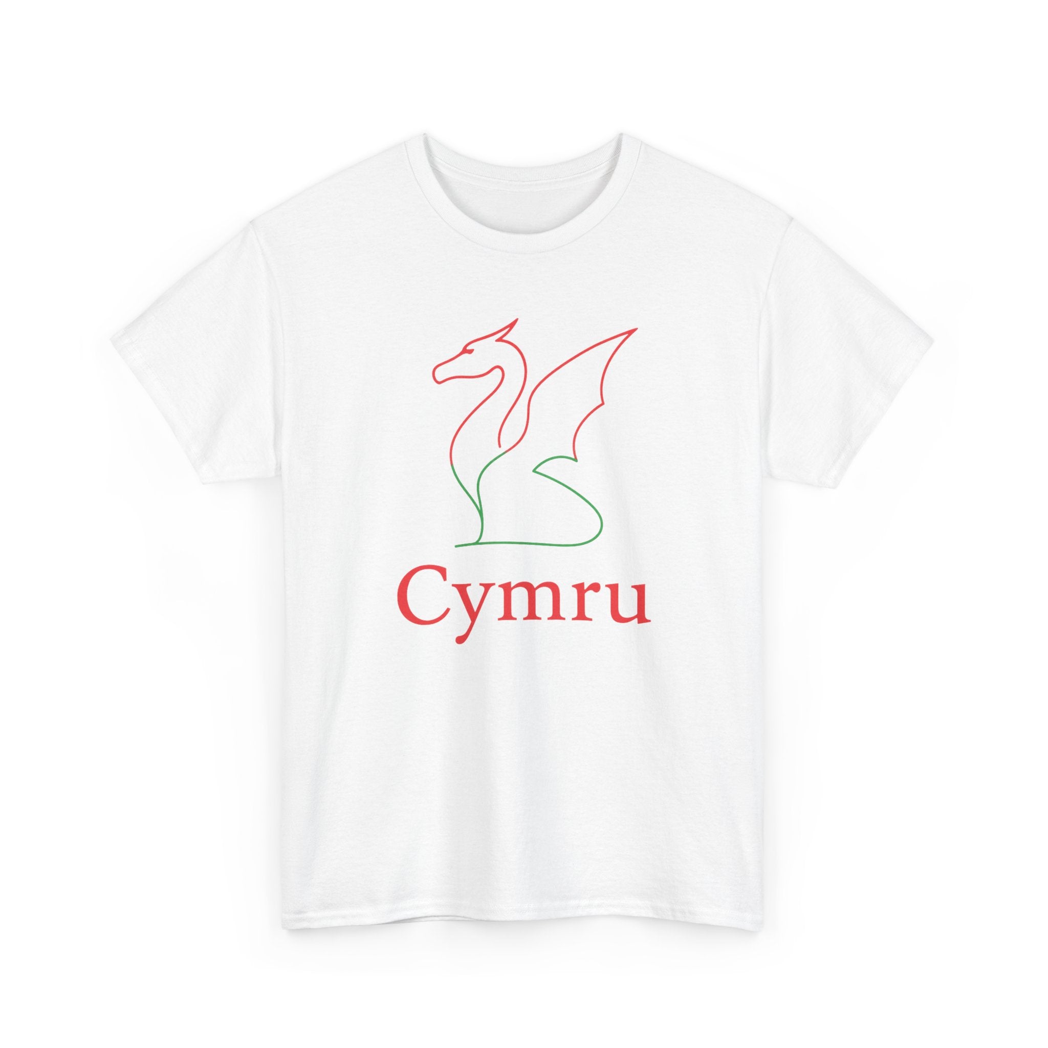 Cymru Welsh Dragon T-Shirt | Minimalist Line Art Design White T-Shirt White