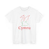 Cymru Welsh Dragon T-Shirt | Minimalist Line Art Design White T-Shirt White