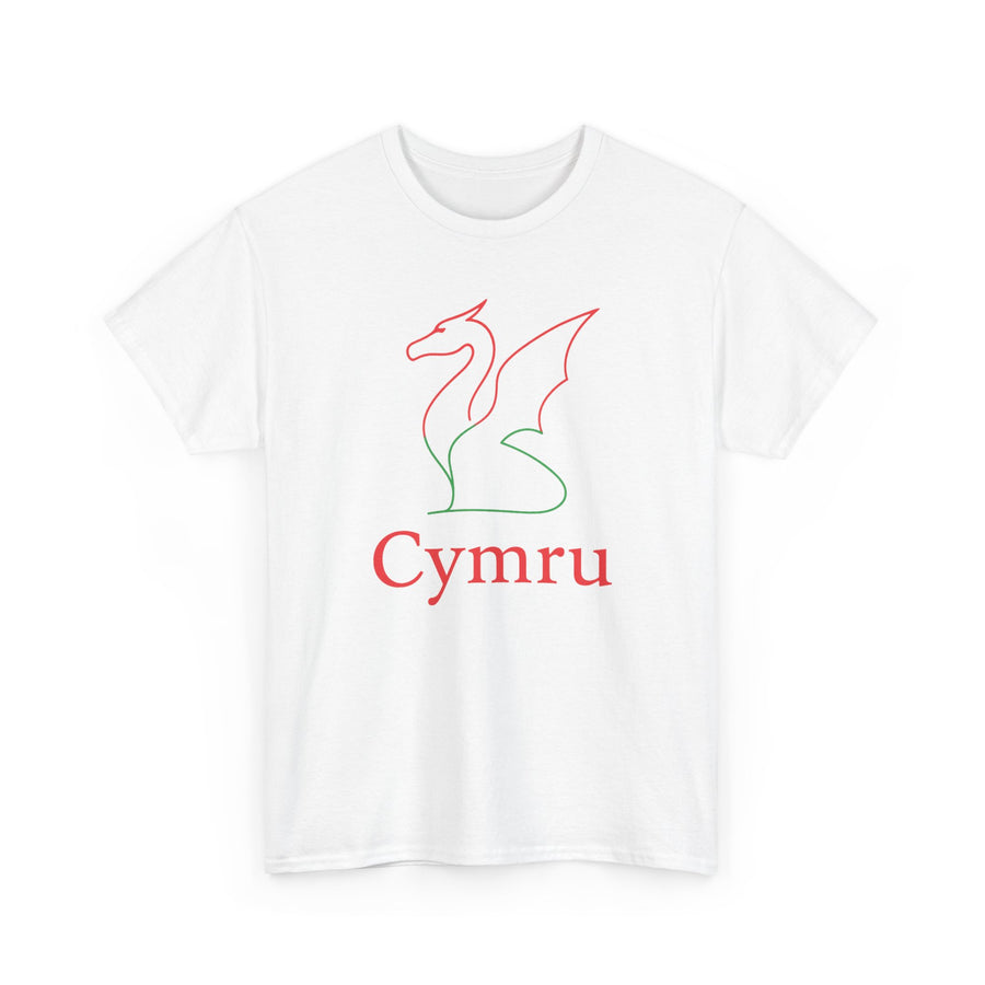 Cymru Welsh Dragon T-Shirt | Minimalist Line Art Design White T-Shirt White