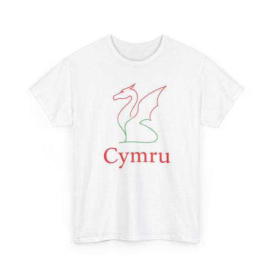 Cymru Welsh Dragon T-Shirt | Minimalist Line Art Design White T-Shirt White