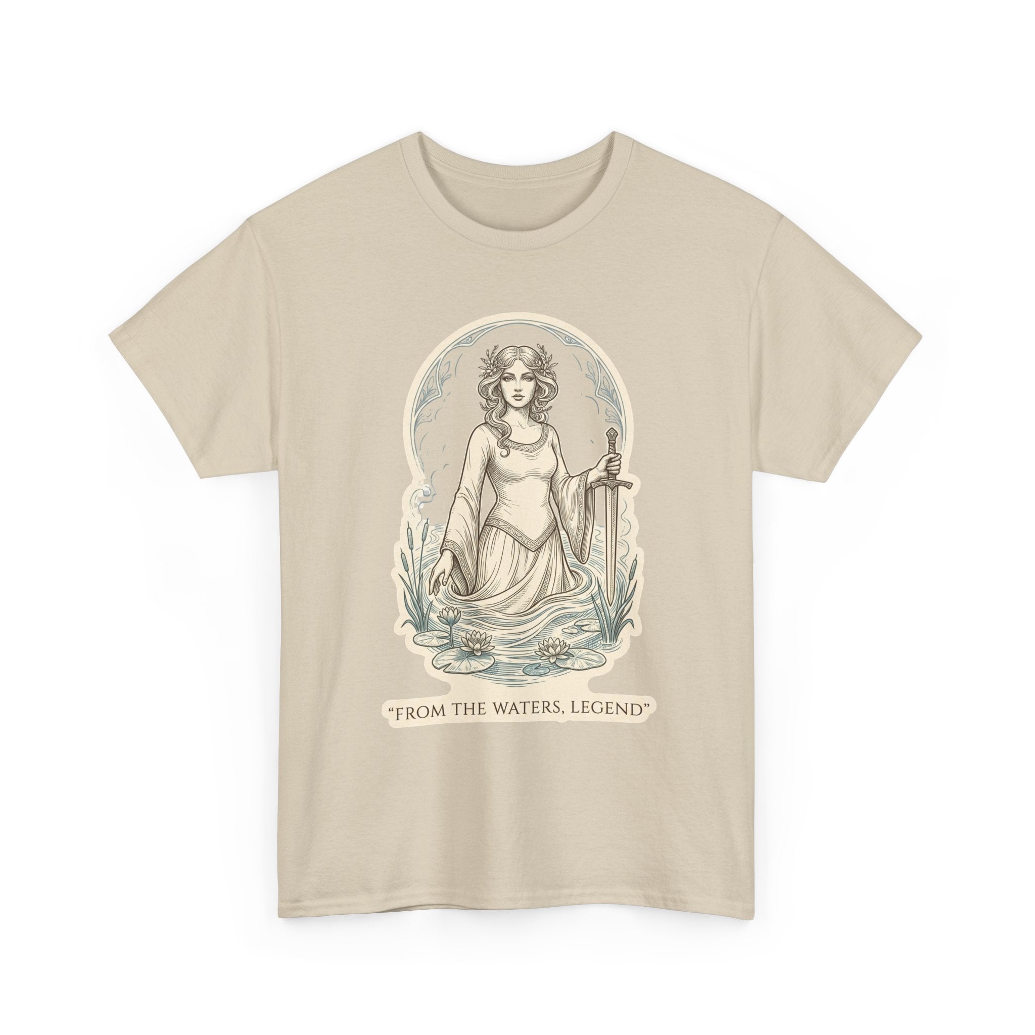 Lady of the Lake design on a sand T-shirt