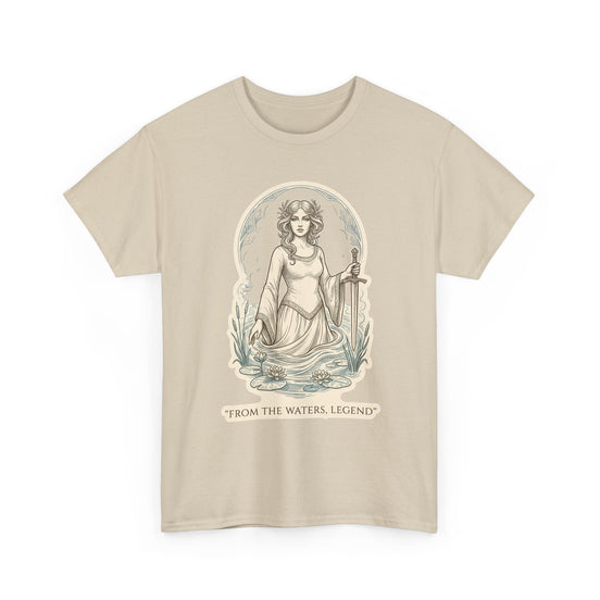 Lady of the Lake design on a sand T-shirt