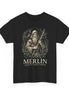 Merlin, Keeper of Ancient Wisdom design on a black T-shirt