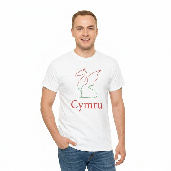 Cymru Welsh Dragon T-Shirt | Minimalist Line Art Design T-Shirt
