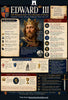 Infographic about Edward III, the Warrior King of England, with historical details and illustrations.