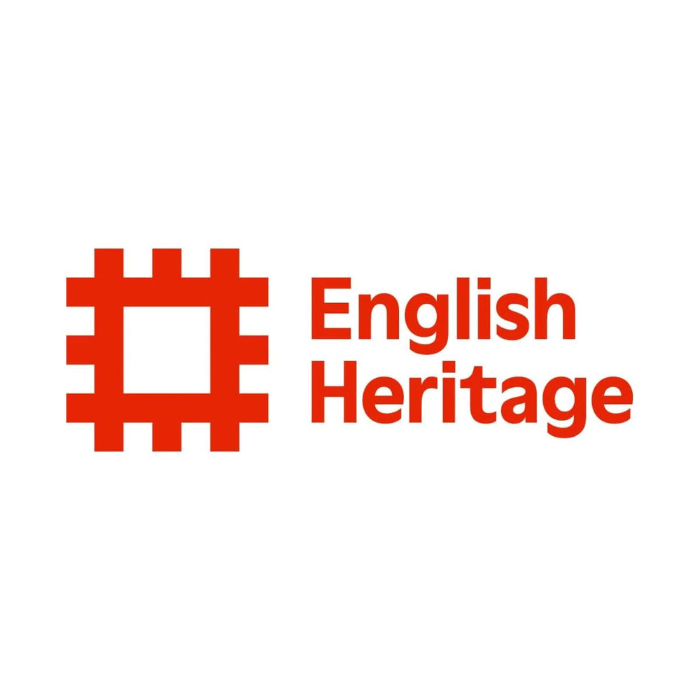 English Heritage logo with red geometric design on a white background