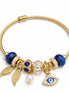 Gold-Tone Evil Eye Charm Bracelet with Blue Beads Jewellery