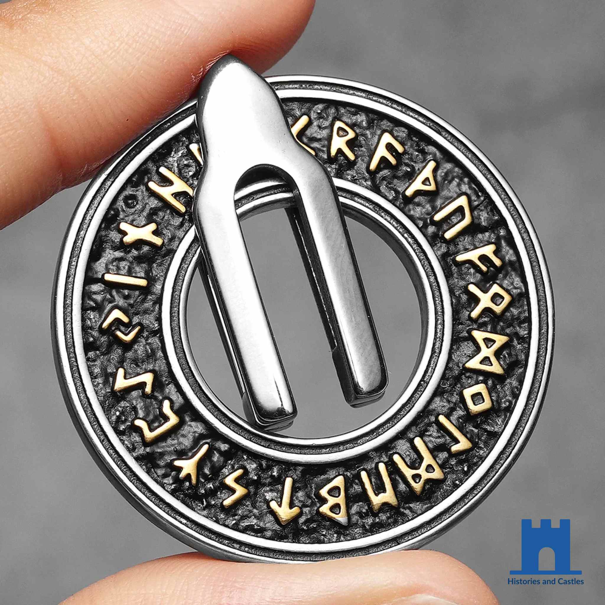Large Elder Futhark Rune Viking Pendant | Stainless Steel Viking Necklace for Men Jewellery