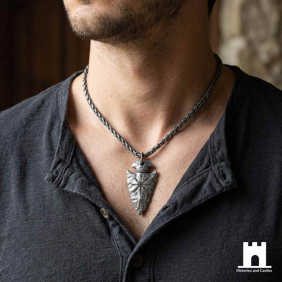 Viking Vegvísir Arrowhead Necklace | Norse Protection Pendant in Zinc Alloy Jewellery