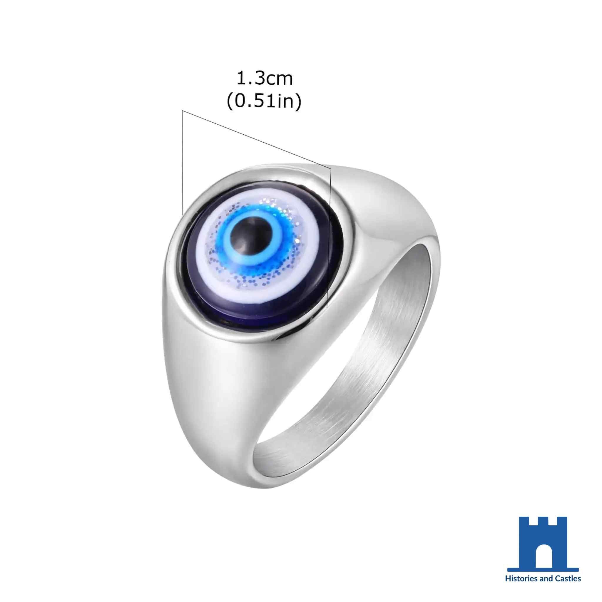 Stainless Steel Evil Eye Signet Ring | Protective Nazar Ring Jewellery