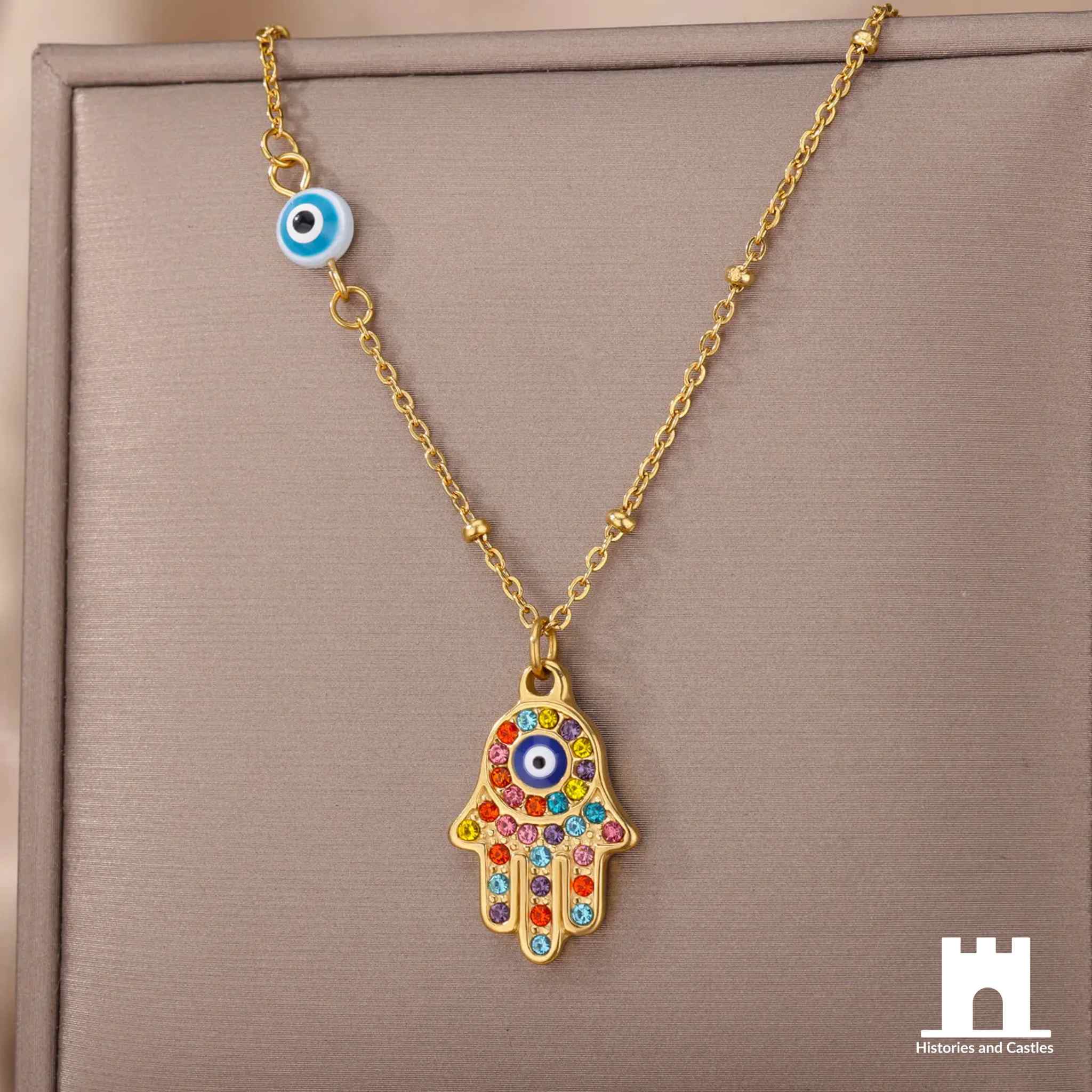 Turkish Hamsa Evil Eye Choker Necklace | Protective Symbol Jewellery Jewellery