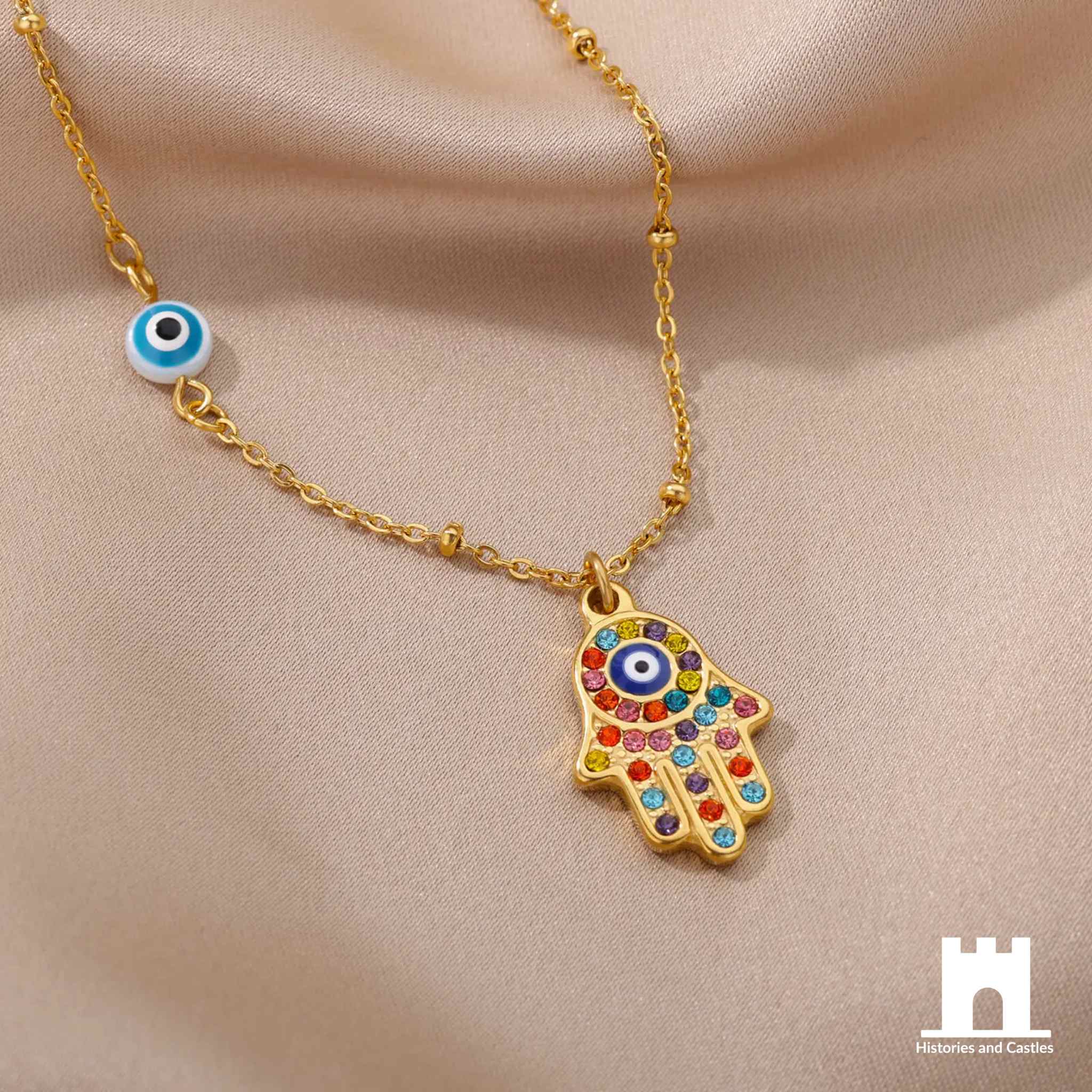 Turkish Hamsa Evil Eye Choker Necklace | Protective Symbol Jewellery Jewellery