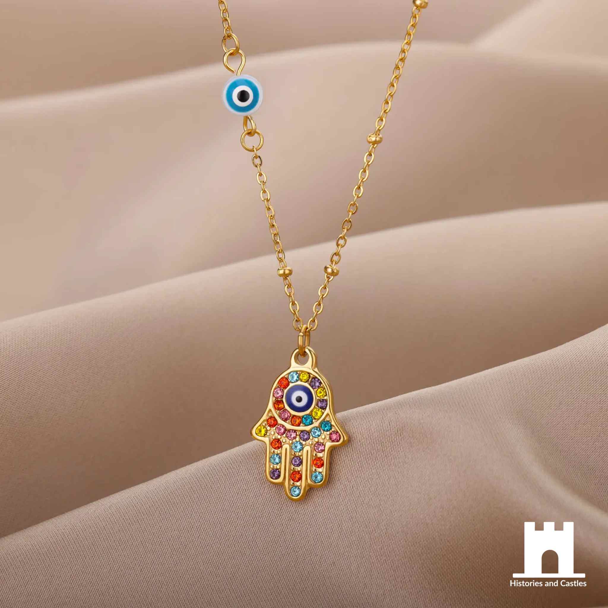 Turkish Hamsa Evil Eye Choker Necklace | Protective Symbol Jewellery Jewellery