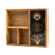 Four Section Tarot Box with Card Holder – Wooden Storage Organiser Tarot Cards