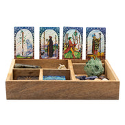 Four Section Tarot Box with Card Holder – Wooden Storage Organiser Tarot Cards