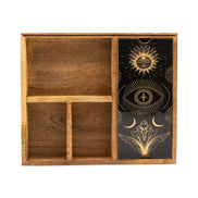 Four Section Tarot Box with Card Holder – Wooden Storage Organiser Tarot Cards