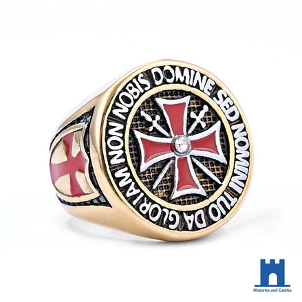 The Grand Master’s Vow: Knights Templar Latin Motto Signet Ring Gold Jewellery Gold