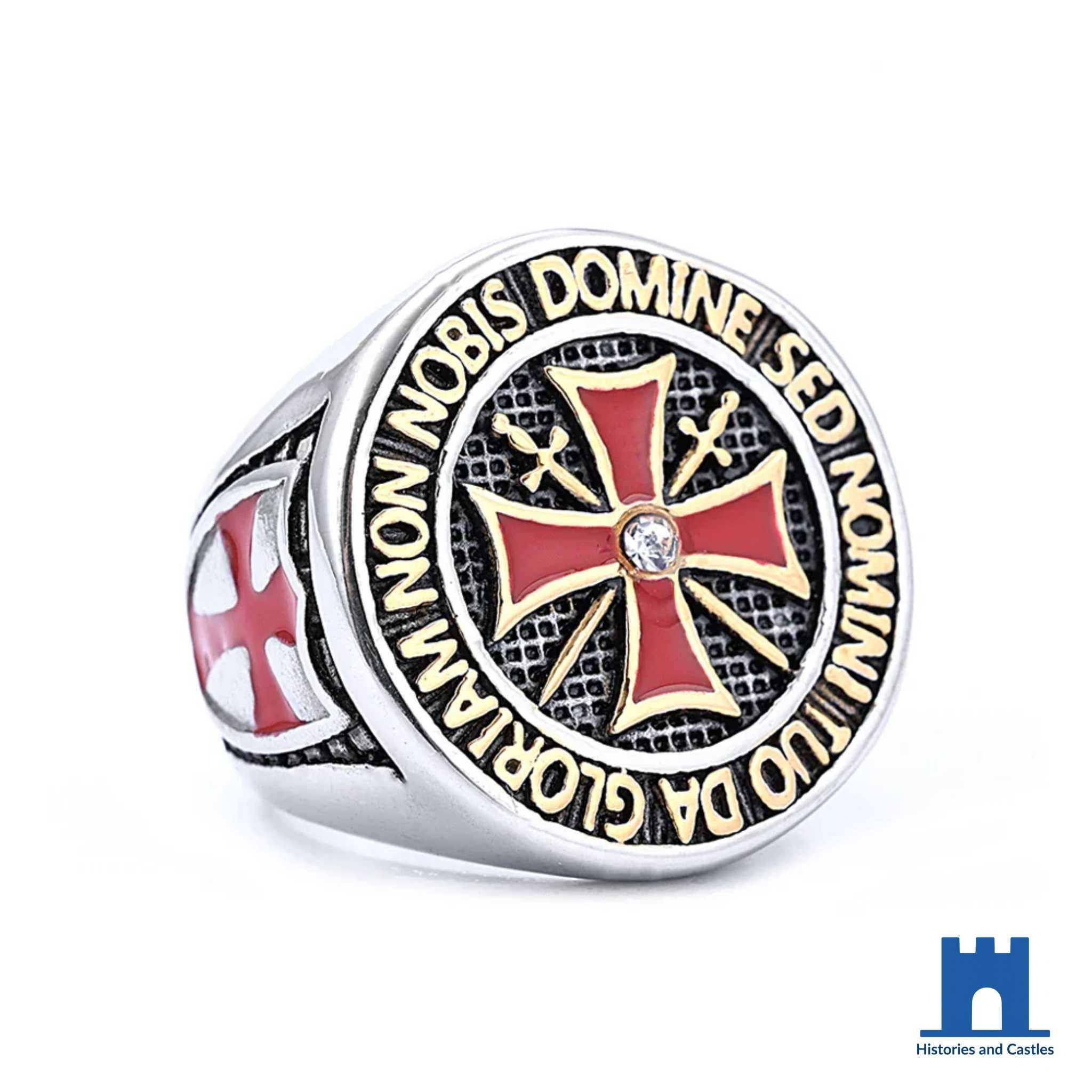 The Grand Master’s Vow: Knights Templar Latin Motto Signet Ring Silver & Gold Jewellery Silver & Gold