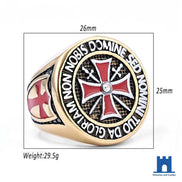 The Grand Master’s Vow: Knights Templar Latin Motto Signet Ring Jewellery