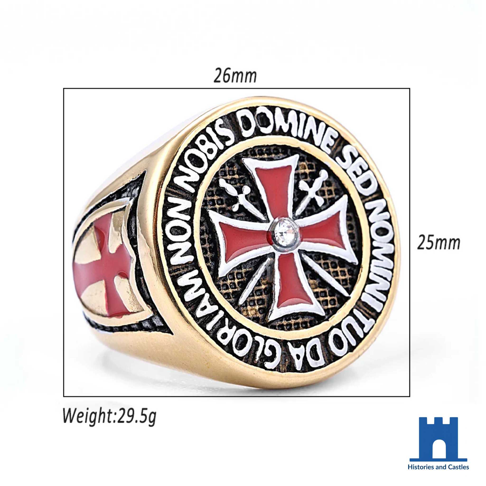 The Grand Master’s Vow: Knights Templar Latin Motto Signet Ring Jewellery