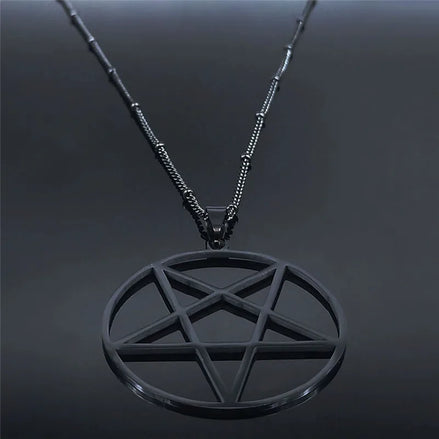 Pentagram Pendant Necklace | Stainless Steel Gothic Statement Jewellery Necklace