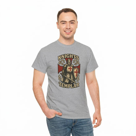 Knights Templar T-Shirt | Crusader Cross Grey Tee T-Shirt