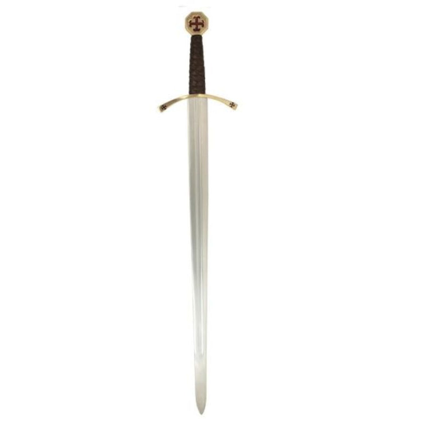 Knights Templar Replica Sword | Crusader Arming Sword with Leather Scabbard Collectible