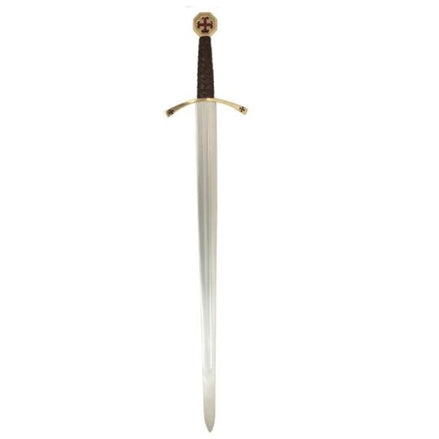 Knights Templar Replica Sword | Crusader Arming Sword with Leather Scabbard Collectible