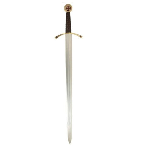 Knights Templar Replica Sword | Crusader Arming Sword with Leather Scabbard Collectible