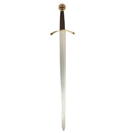 Knights Templar Replica Sword | Crusader Arming Sword with Leather Scabbard Collectible