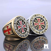 The Grand Master’s Vow: Knights Templar Latin Motto Signet Ring Jewellery