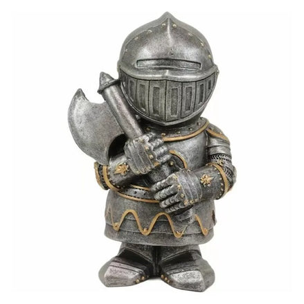 Miniature Close Helm Knight Figurine | 12.5cm Armoured Warrior with Battleaxe E Miniature E