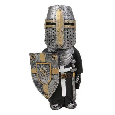 Miniature Knights Templar Great Helm Figurine | 12.5cm Crusader with Shield Miniature
