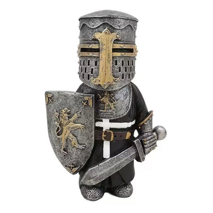 Miniature Knights Templar Flat Top Figurine | 12.5cm Crusader with Broadsword Miniature