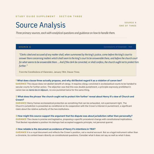 Source analysis page from the study guide The Neck Verse