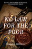 Book cover for 'No Law for the Poor' by Simon A. Williams, featuring a medieval-style illustration with a chain, parchment, and a red wax seal over a dark background.