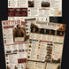 Three overlapping educational posters about the Peasants' Revolt 1381 and Wat Tyler, arranged on a dark background. The posters feature historical illustrations, text panels, timelines, and maps in a sepia and red color scheme.